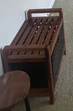 Small bench with storage basket