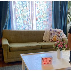 Vintage 60s Tweed Sofa Bed Couch. 