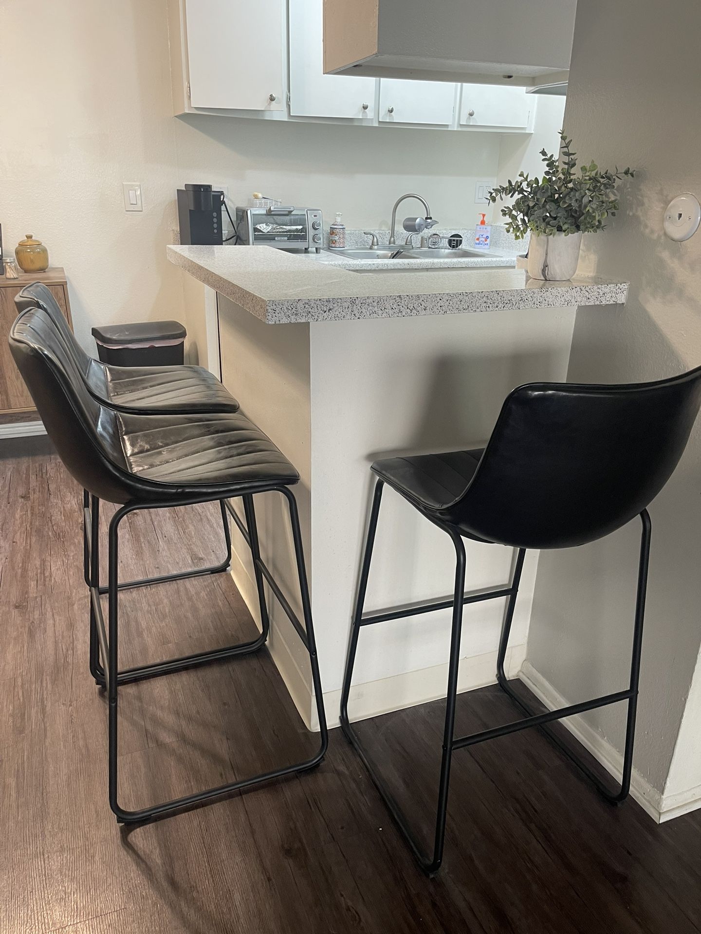 4 Leather Bar Stools