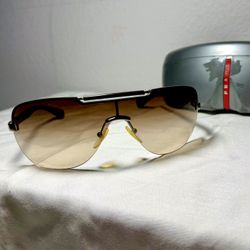 PRADA Linea Rossa Men’s Vintage 2007 SPS 52N Brown Shield Sunglasses