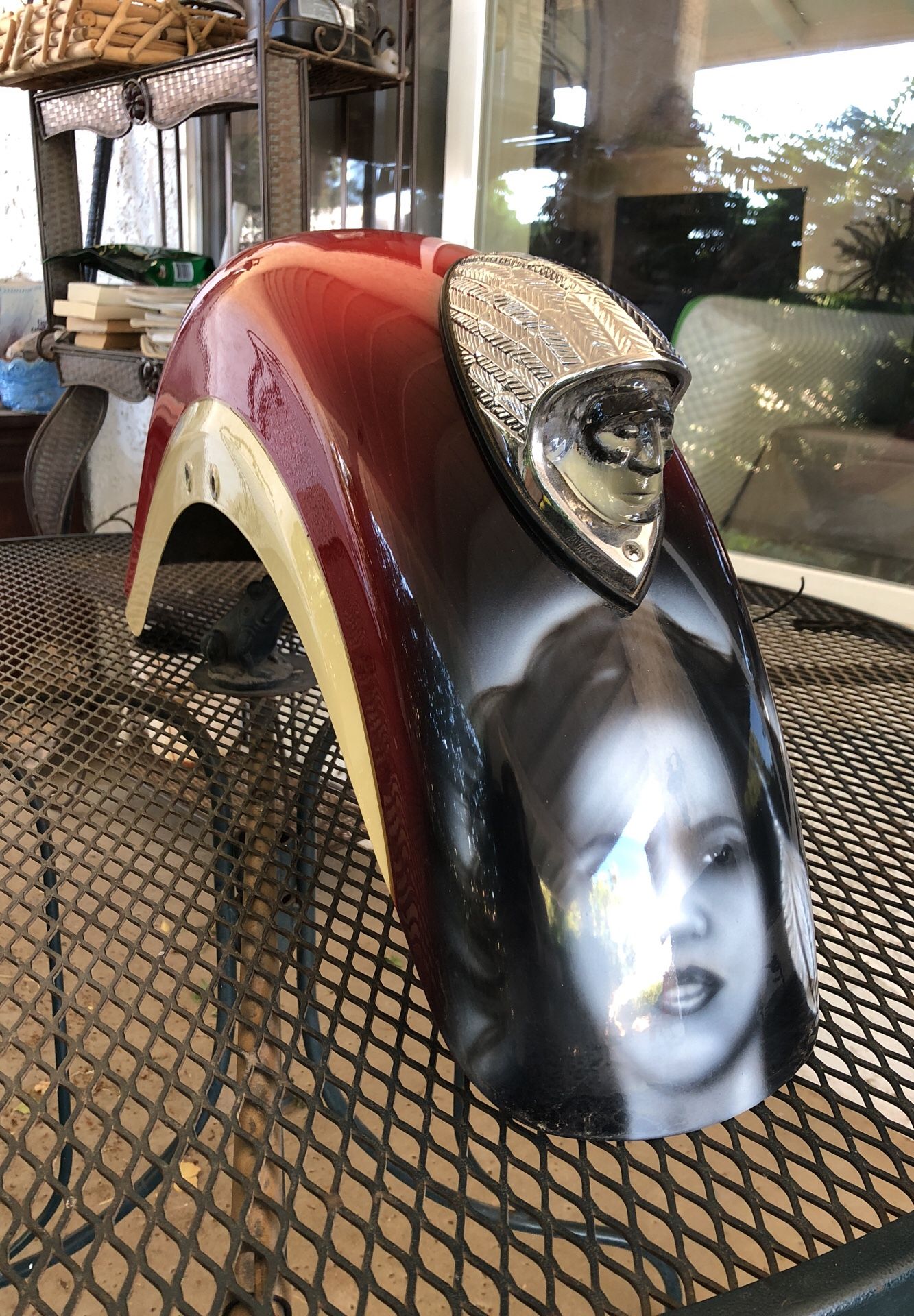 Indian front fender glass head red led Indian airbrushed portrait $$250