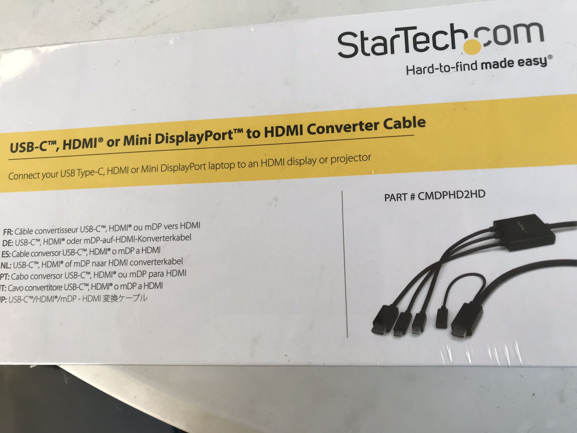 NEW- StarTech USB-c, HDMI, or mini DisplayPort to HDMI converter cable.