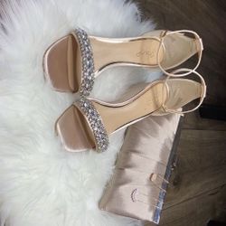 Chrome/ Gold heels and purse