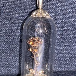 Enchanted Disney Belle Diamond Accent Rose in Glass Dome Pendant