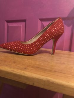 Red Small Pump with Gold Dots