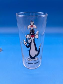 Looney Tunes Sylvester clear painted glass