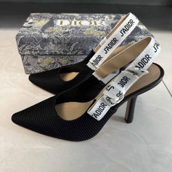 Dior Black Fointed Lace Up High Heels Vonens Sz 7