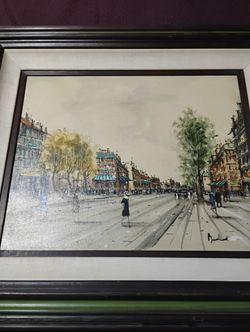 Mid Century Modern Paris Oil Painting Signed