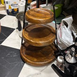 Wood And Metal 3 Tiered Heavy Duty Stand