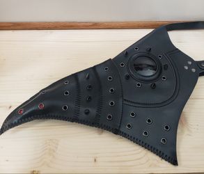 Black Leather Steampunk Plaque Doctor Bird Mask, Great For Halloween Or Cosplay!