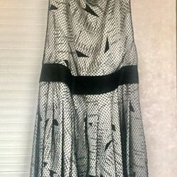 Chanel NWT Silk Flapper Dress unused Black & Cream with Fishnet overlay