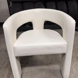 Modern White Accent Chair / Barrel Chair