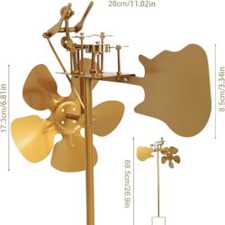 Metal Drummer Windmill, Wind-Powered Kinetic Sculpture - Percussionist Music Figurine