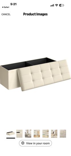 beige SONGMICS MAZIE Collection 43 Inches Folding Storage Ottoman Bench NEW IN BOX