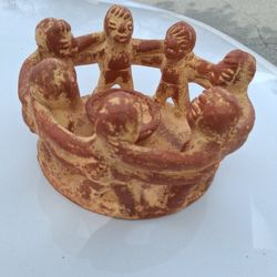 VTG Circle of Friends Large Seven Aztec Mayan Folk Art Pottery Candle Holder...asking $25.00