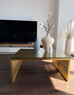Brass and glass coffee table