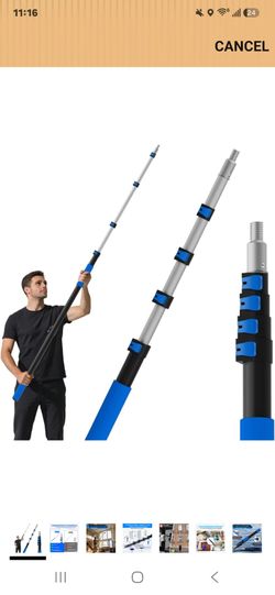 26FT Reach Telescopic Extension Pole, 5-20FT Paint Roller Extension Pole with Flip-Lock Design, Aluminum Alloy Threaded Head for Painting Cleaning Dus