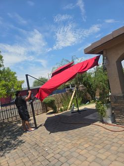 Umbrella shade with led lights under