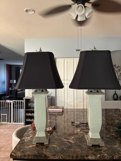 Pair of Table Lamps with Black Shades