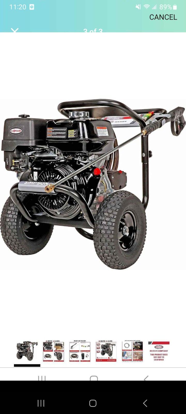 SIMPSON PS4240 PowerShot Gas Pressure Washer Powered by HONDA GX390, 4200 PSI at 4.0 GPM,
New
800$
Pick up Mesa Alma School and University