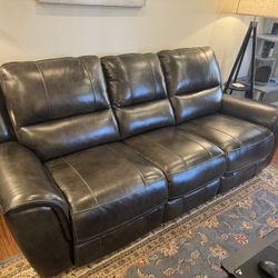 Dual Power Reclining Leather Sofa