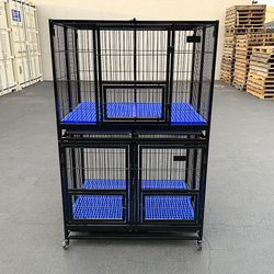 Brand New $370 Set of (2) Stackable Heavy-Duty Dog Cage Crate 41x31x65 inches 
