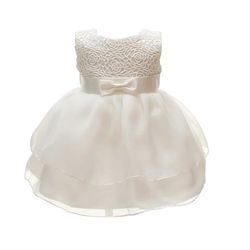 Baby girl Formal Bowknot Birthday Party lace dress