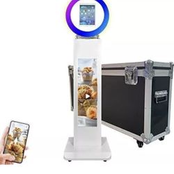 LCD iPad Photo Booth Shell Metal Selfie Machine Advertising Kiosk With Ring Ligh