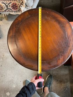 Wood topped, wrought iron end table