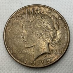 1922 U S  PEACE SILVER DOLLAR $1 90% Silver