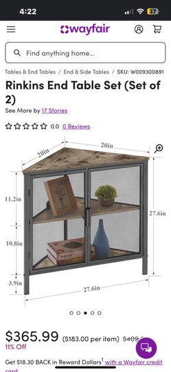 1 New Industrial Corner End Table