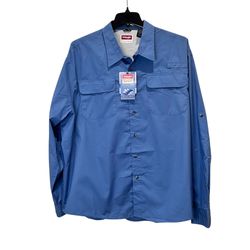 NEW Wrangler Work Shirt  Blue Long Sleeve  Quick Dry Mens Size 3XL