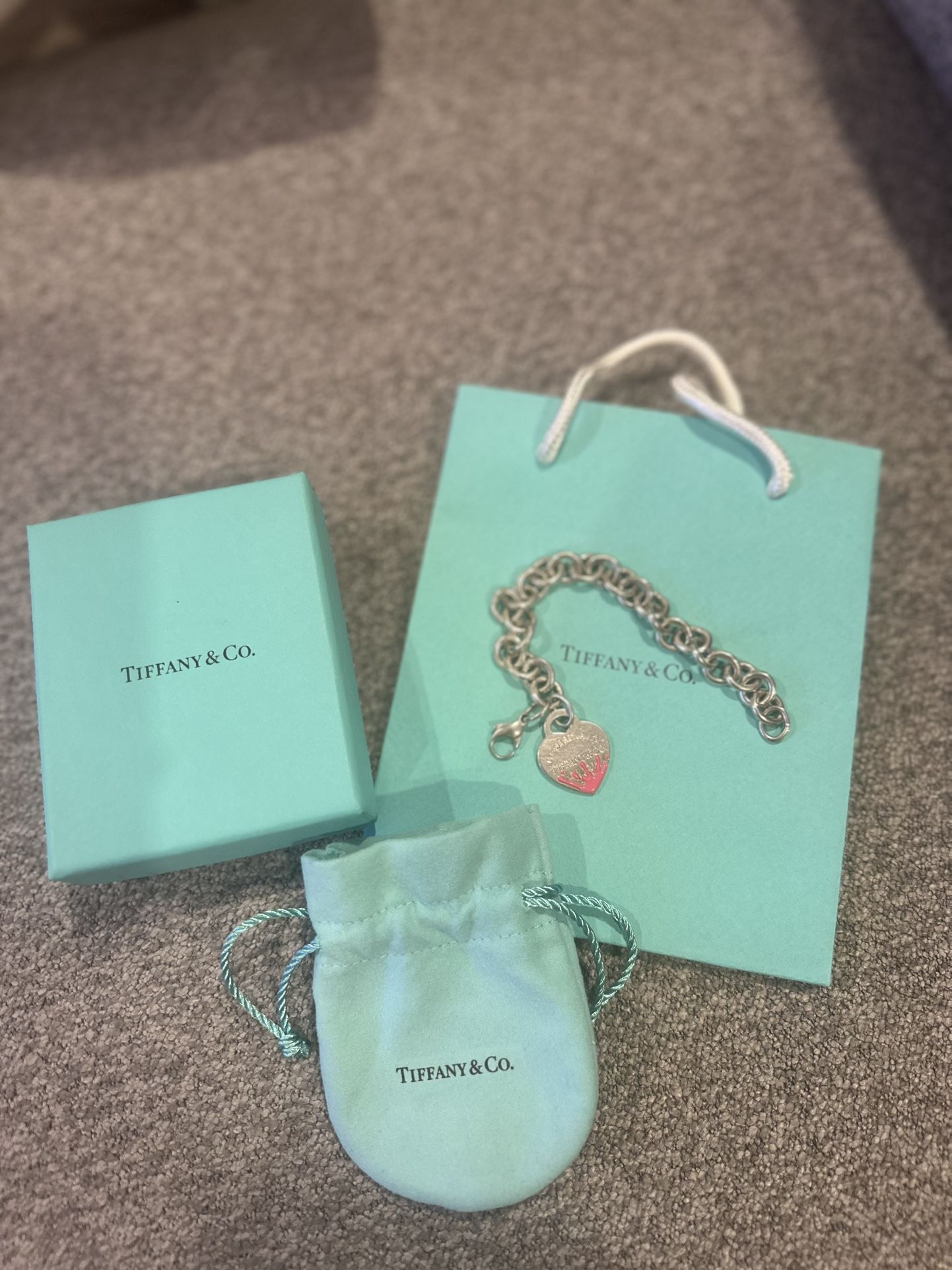 Tiffany Pink Splash Heart Tag bracelet