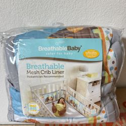 BreathableBaby Breathable Mesh Liner for Full-Size Cribs, Classic 3mm Mesh, Best Friends (Size 4FS Covers 3 or 4 Sides)