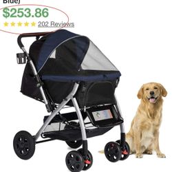 HPZ™ PET ROVER Premium Stroller For Small/ Medium/Large Dogs, Cats And Pets (Navy Blue)