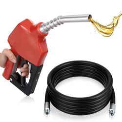 3/4'' x 20 ft Fuel Transfer Hose with Automatic Fuel Nozzle Auto Shut off Diesel Gas Pump Nozzle with 3-speed Trigger Lock & 3/4" Inlet & 13/16" Outle