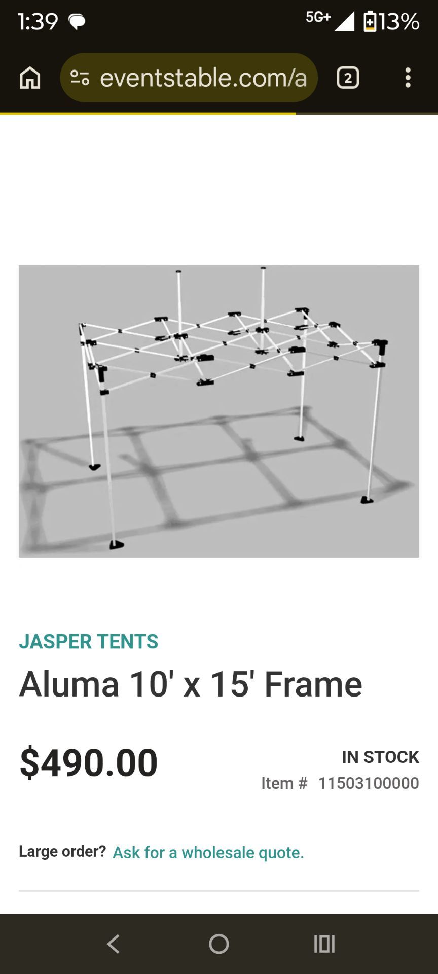 10 x 15 heavy duty aluminum canopy frame (only frame)