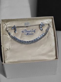Vintage Blue Kramer Necklace And Earrings