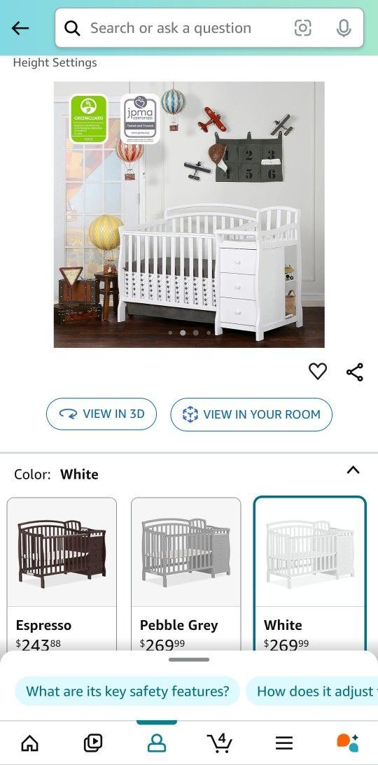 Mini Crib With Mattress And Changing Table