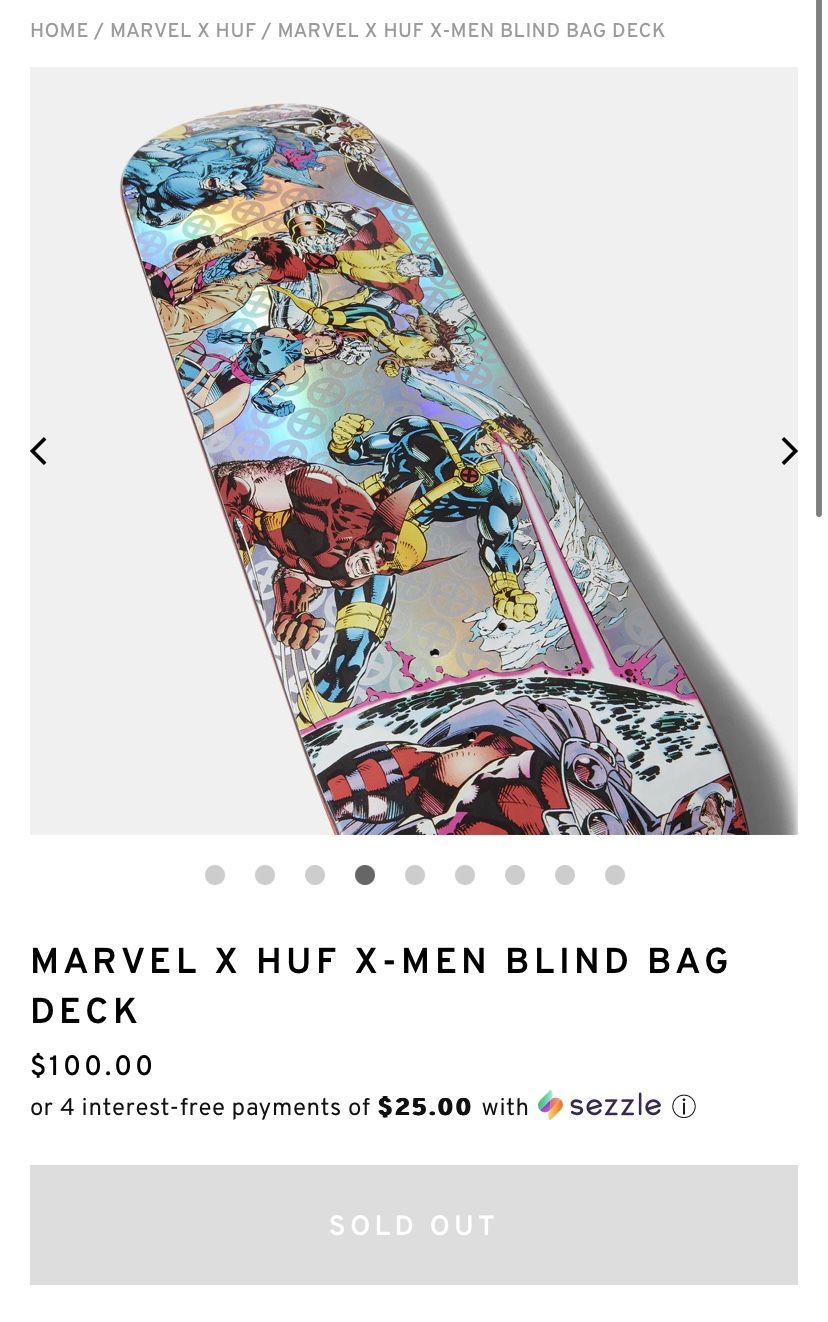 HUF x Marvel X-Men Skate Deck **** Sold Out **** Brand New for