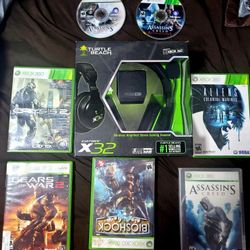 Xbox 360 X32 Headphones ( Open Box)+ 6 Games.