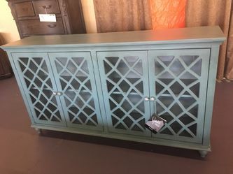 Antique teal accent cabinet new