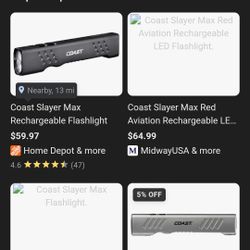 Coast Slayer Max Red Flashlight MAGNETIC
