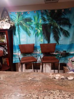 Barstools(  2) Iron & Leather