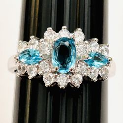 925 Sterling Silver CZ Ring Band Size 7