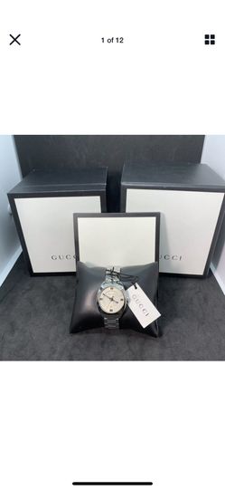 Gucci Swiss Quartz Stainless Steel Dress Silver-Toned Women's Watch YA142502 with Box and booklet and tags. Condition is "Seller refurbished". Was us