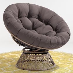 Papasan Outdoor & Indoor Chair - Brown Frame and Light Gray ( Smoky) Cushion