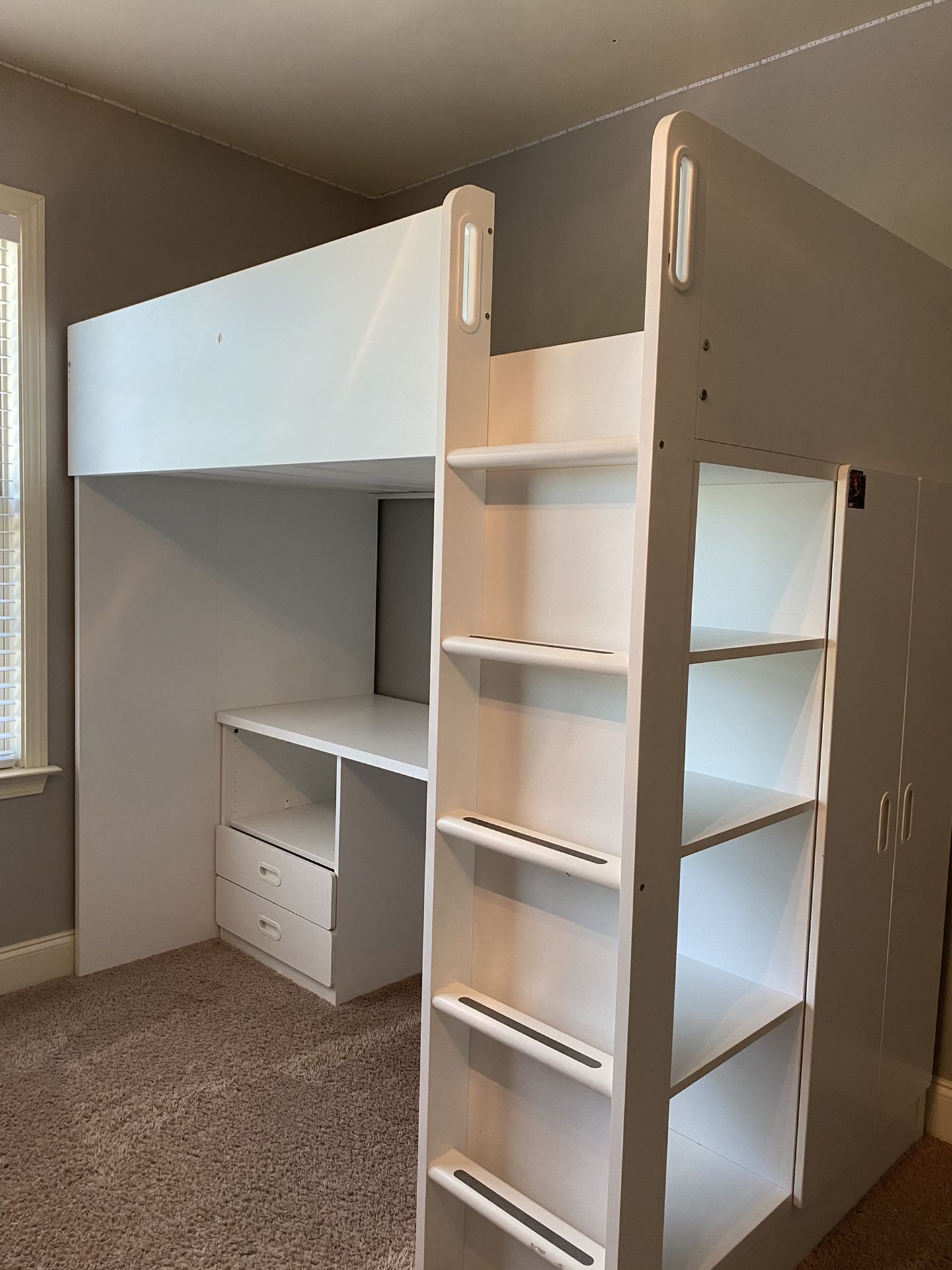 Two Ikea Loft beds W/ Desk, Closet And Drawers.