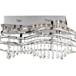 NEW Elan Model 83122 LED Flush Mount Kascade Chrome Chandelier Light Fixture MSRP $800 New in Box