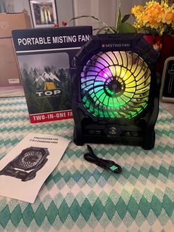 Top Camping Gear Portable Misting Fan RGB